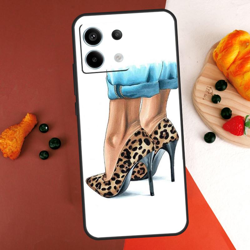 Fashion High Heels Case For Xiaomi Redmi Note 14 Pro 9 10 11 12 13 Pro 10S 11S 12S Redmi 13C 10C 12C 14C Coque