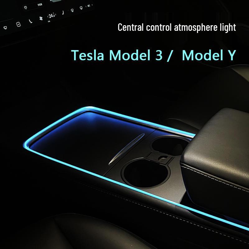 Tesla Model 3/Y Ambient Light App-Controlled Console LED Cup Panel - 64 Colors