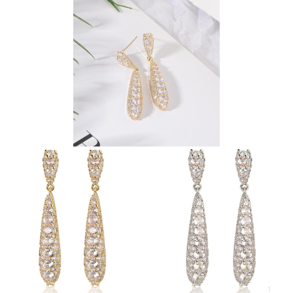 Elegant Water Drop Zirconia Earring For Women With Dangle Design And Geometric Style