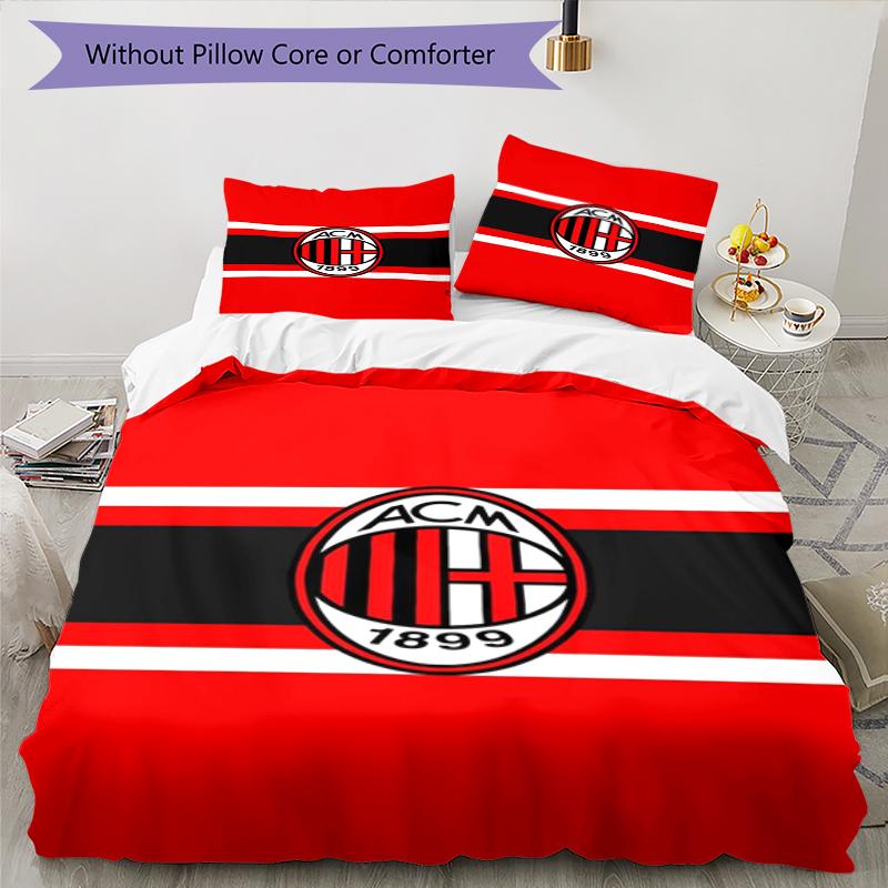 3pcs AC Milan Bedding Set Duvet Cover Closure Includes 1 Duvet Cover & 2 Pillowcases, Soft and Comfortable for All Seasons.
