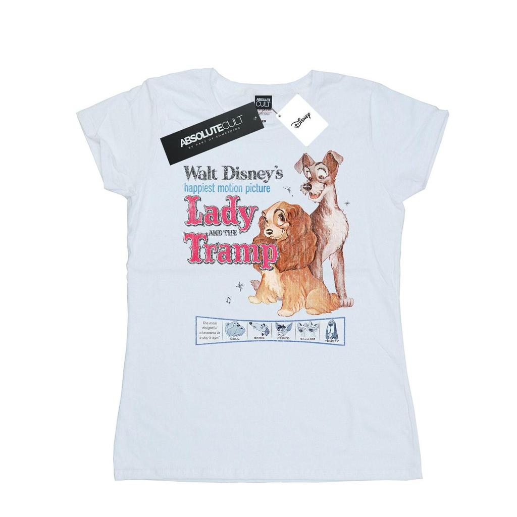 Disney Womens/Ladies Lady And The Tramp Distressed Classic Poster Cotton T-Shirt