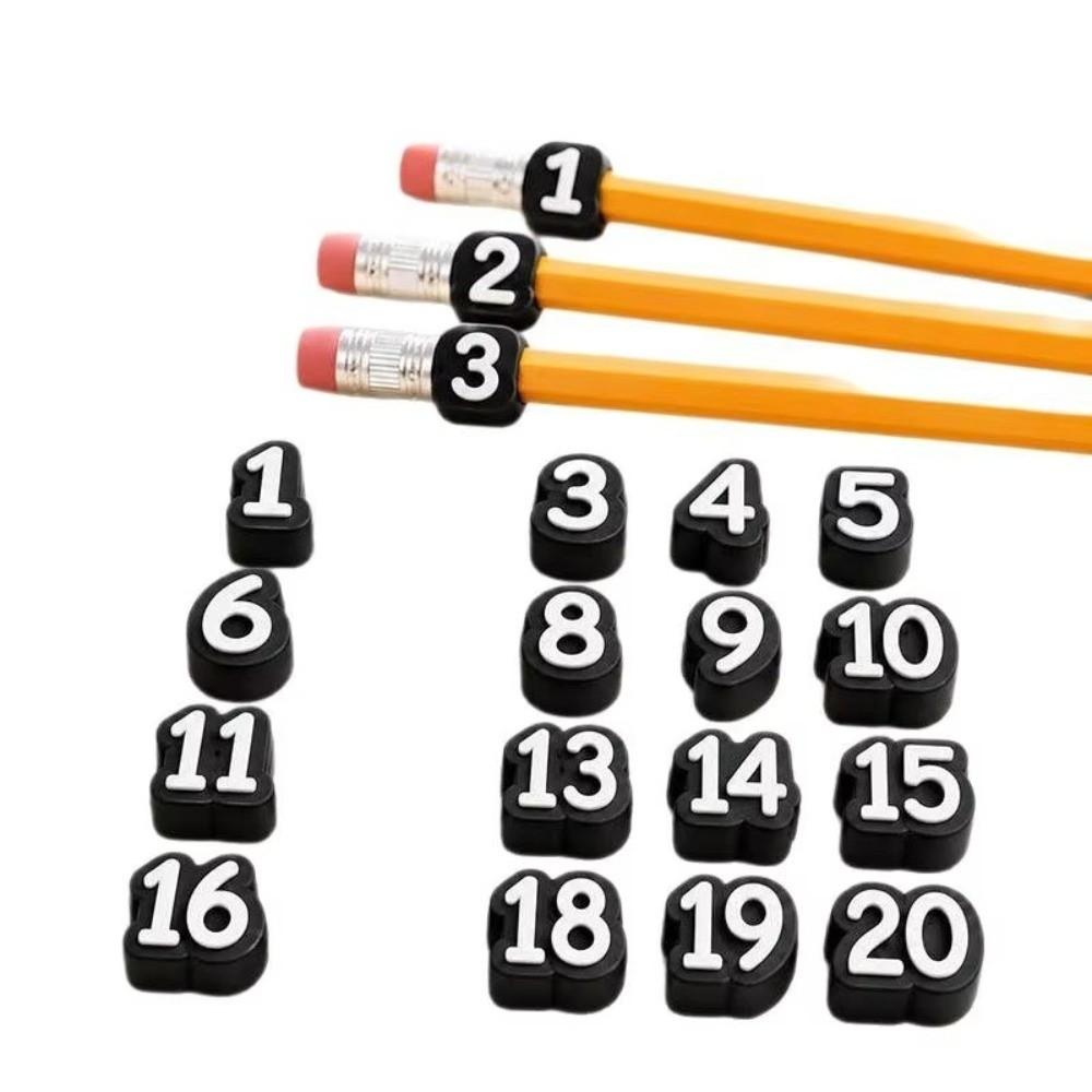 50pcs Soft Pencil Tracking Markers Silicone Numbered Pencil Caps Reusable Pencil Labels Girls