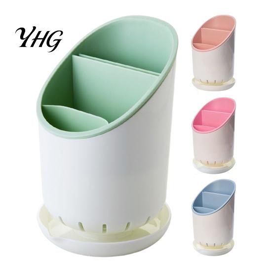 Versatile Kitchen Storage Container Multi-compartment Draining Chopstick Holder, Plastic Utensil Organizer with Drain Durable Cutlery Tray,