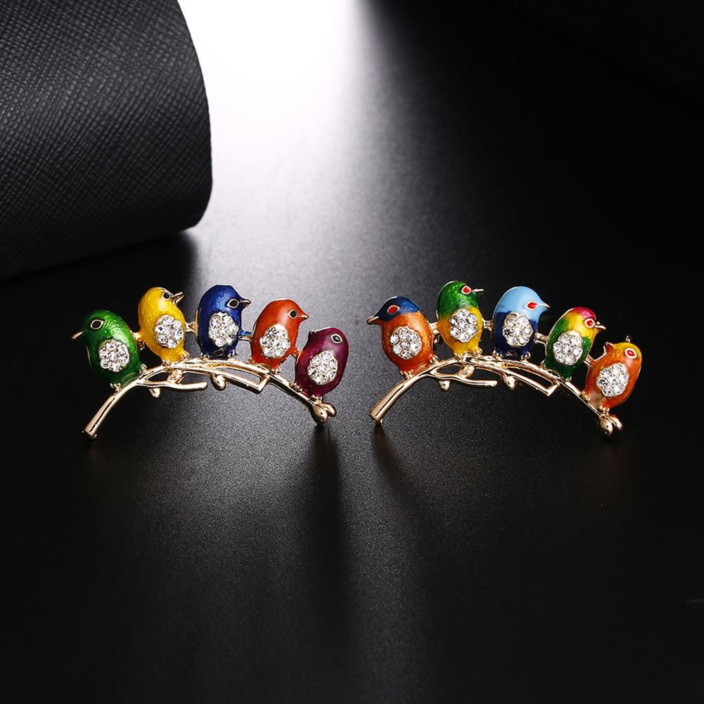 Women Delicate Diamond Colorful Cute Bird Brooch Perfect Wear Decoration