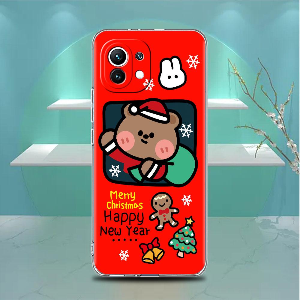 Schneemann Weihnachten Niedliche Klare Hülle Für Xiaomi Mi Poco X3 NFC M3 Pro F3 F1 11 Lite 12 Note 10 11T 9T Transparente Telefonabdeckung