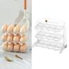 Three Layers Egg Tray Dispenser Holder 24 Grid for Kitchen Drawer Household White