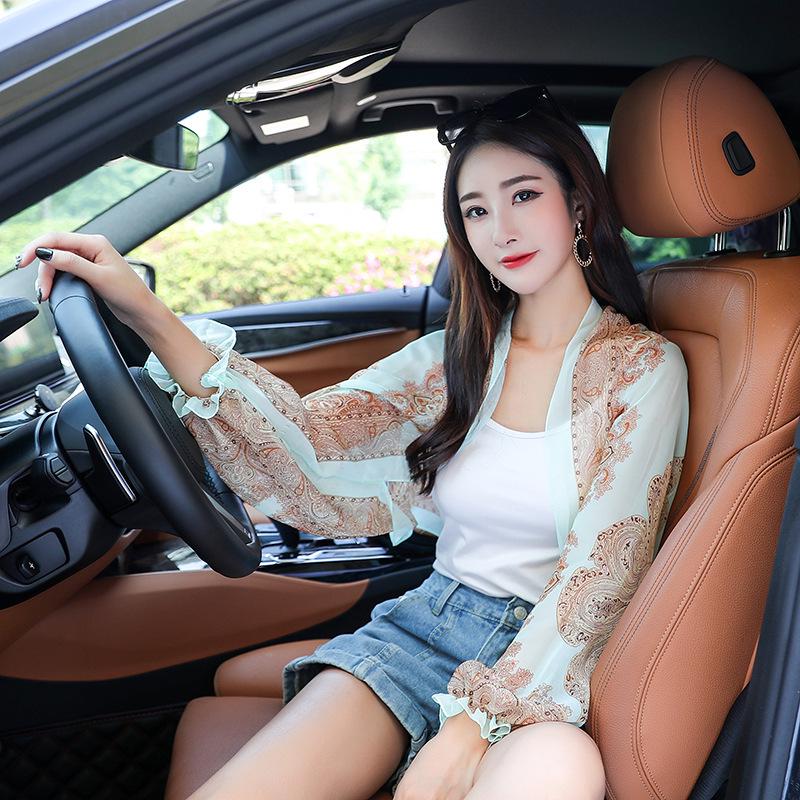 Mâneci de damă din șifon cu protecție UV, din mătase glacială, pentru ciclism și condus de vară