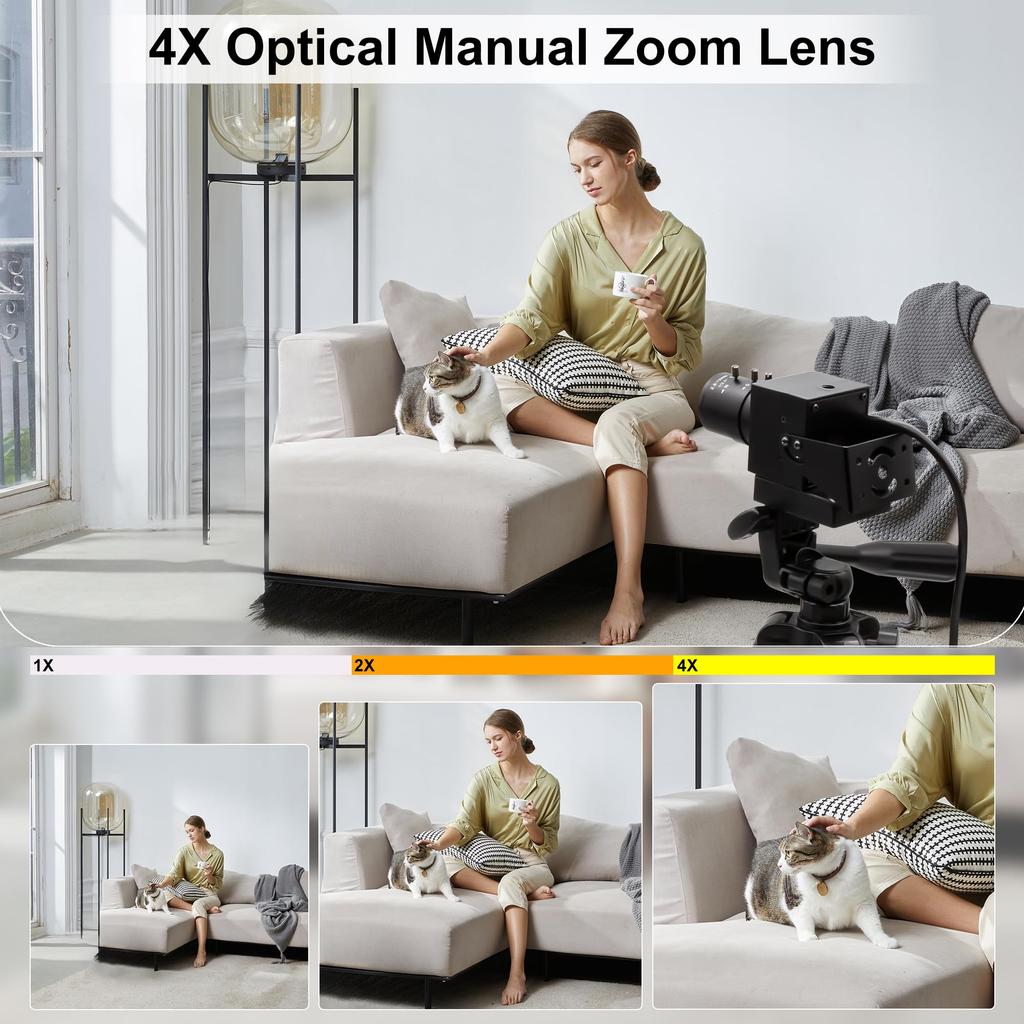 ELP 4K USB Webcam 5X Manual Optical Zoom Variable 2160P Ultra High UVC with CMOS IMX 415 Plug and Linux Camera, 2.8-12mm Lens, Definition, Sensor,