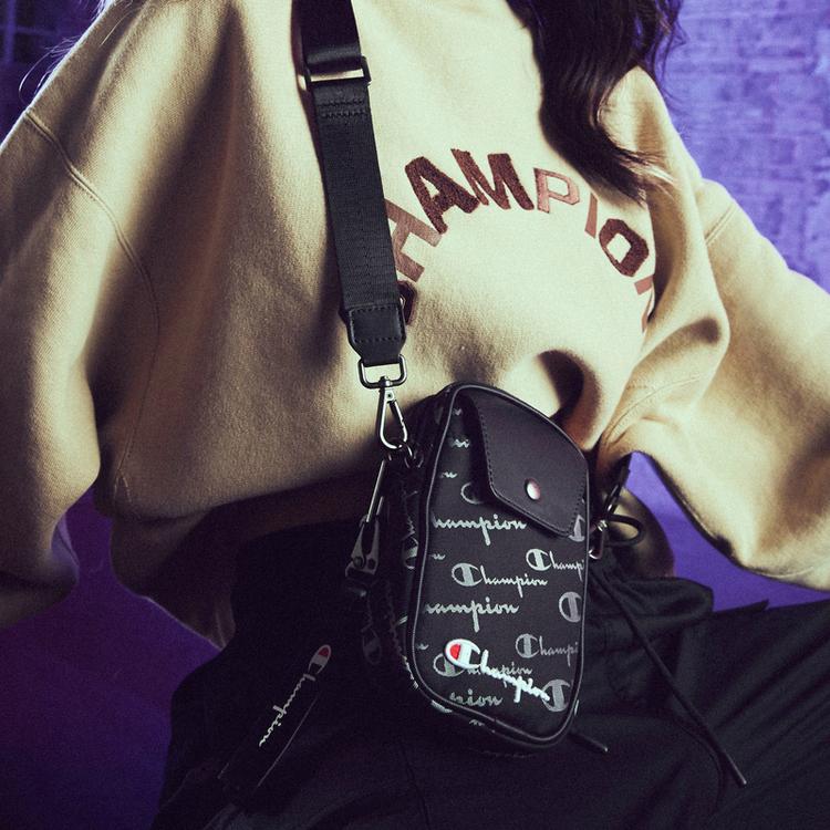 New Champion Fabric Shoulder Bag Trumpets Unisex Black/Khaki U2CACPU11