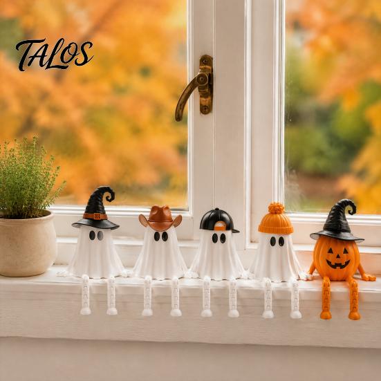 Handmade Vivid Character Statues 3D Printed Halloween Decoration, Cute Ghost Pumpkin Figurine with Holiday Party Atmosphere Ornaments Movable