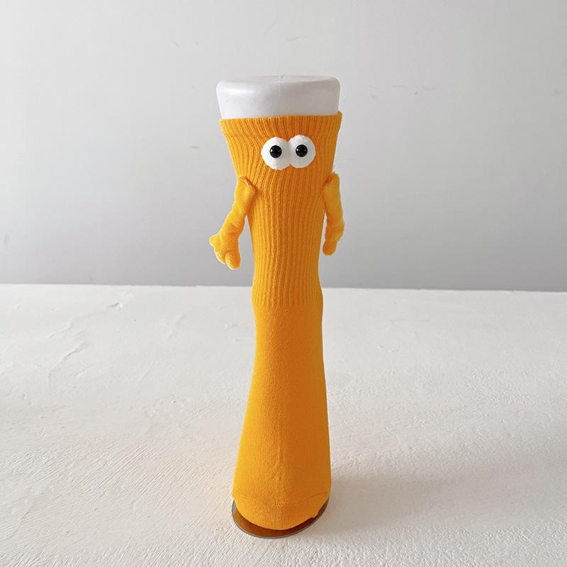 Hand Holding Socks Magnetic In Hands Funny Men For Women Novelty Friendship Couples Bestie Gift Boyfriend Girlfriend White Socks