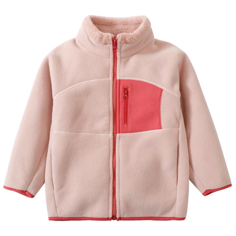 Kids' Thick Fleece-Lined Winter Coat with Stand Collar - Warm, Windproof, and Comfortable for Parent-Child Wear