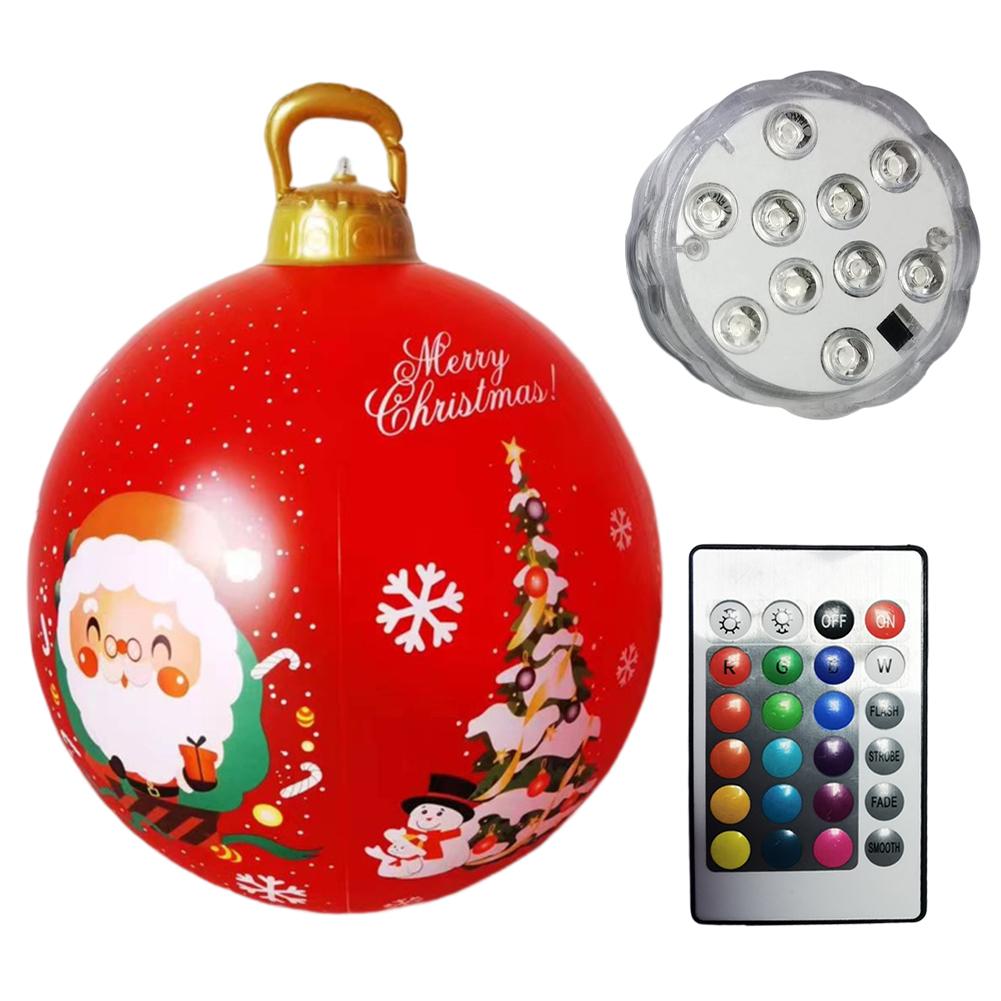 60cm Christmas Tree Hanging Ornament PVC Glow Outdoor Toy Ball Home Garden Christmas Inflatable Ball New Year Party Decoration