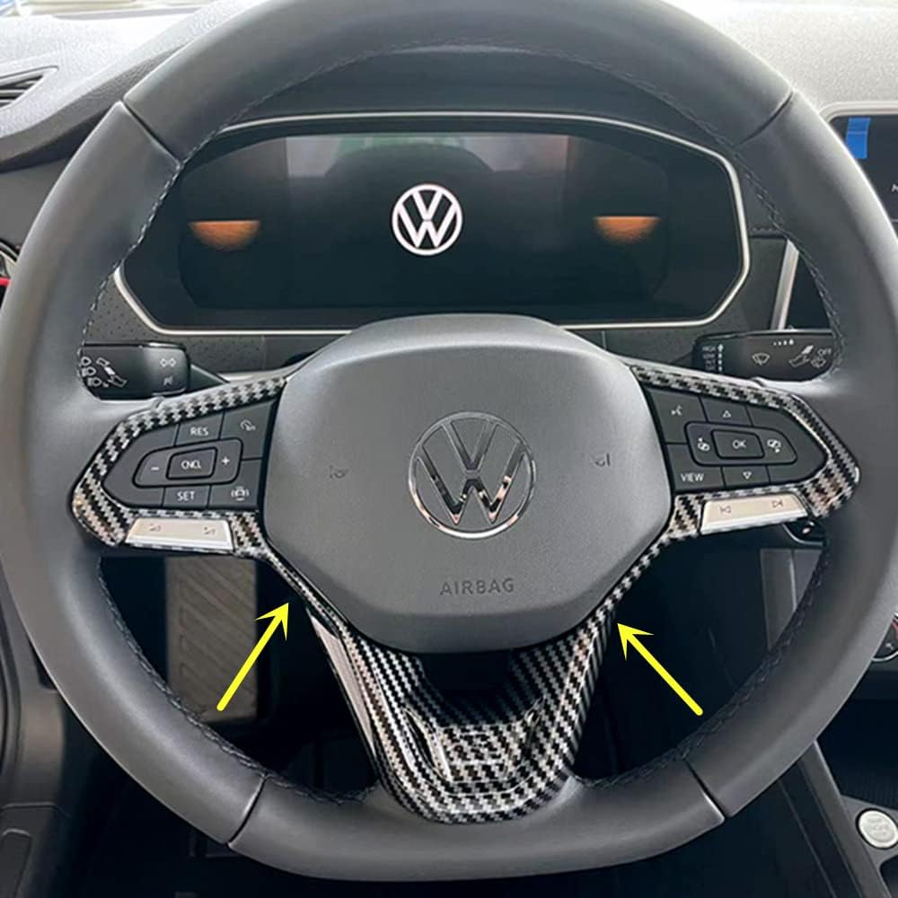 ZiWen Carbon Fiber Steering Wheel Cover Trim for VW Atlas Tiguan Golf Jetta | Easy To Install,improve the Appearance,classy and Beautiful