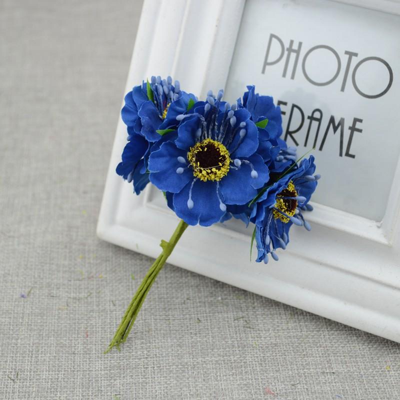 6pcs/lot Cherry Blossom Artificial Flowers Wedding Car Vase for Home Decoration Bride Bouquet Handmade Silk Plants