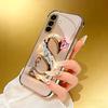 Diamond letter S electroplated glass phone case suitable for Samsung Galaxy S26 S25 S24 S22 S21 S20 FE/Ultra/Plus anti drop