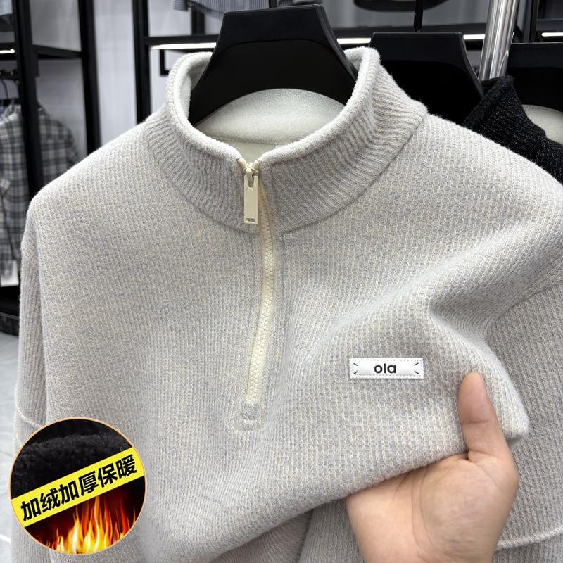 Men's Bestseller Velvet Zipper Sweater - Trendy Stand Collar Knitwear