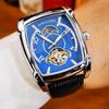 Tonneau Moon Phase Automatic Watch for Men Luxury Brand Tourbillon Skeleton Mechanical Watches Leather Belt Luminous Hands Clock