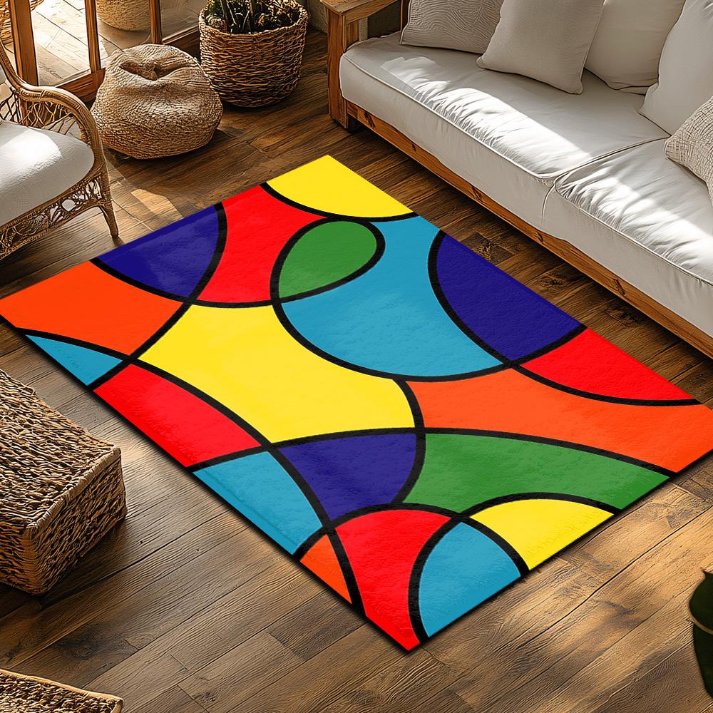 Geometric Area Rug Modern Abstract Carpet Living Room Floor Mat Home Decor Non Slip Indoor Outdoor Doormat Stylish Floor Coverin