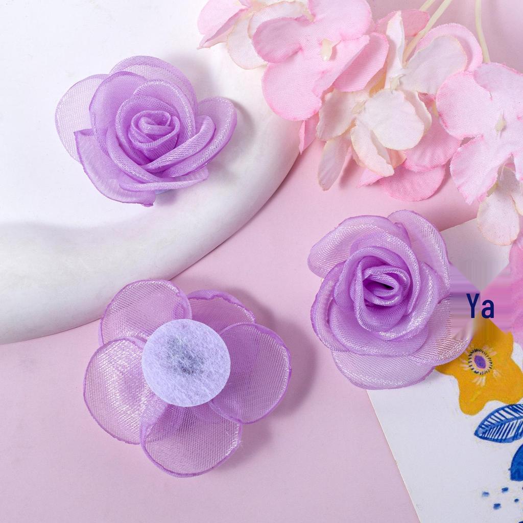 Handmade Chiffon Mesh Rose Flowers: Burned Edge Hair Clips, DIY Accessories for Shoes, Hats, and Clothing.