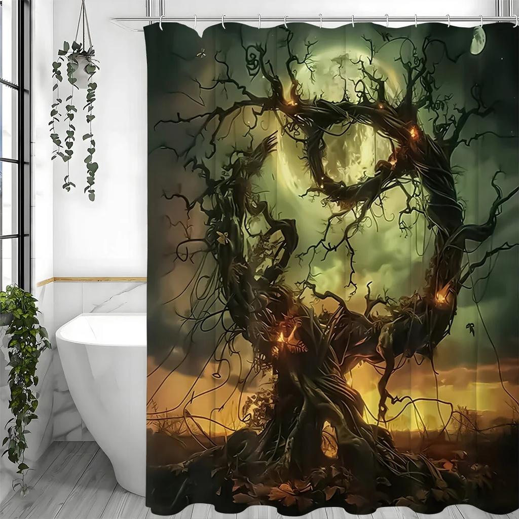 Magic Forest Dead Vine Old Tree Shower Curtain, Bathroom Decorative Shower Curtain, Waterproof Shower Curtain with Hooks