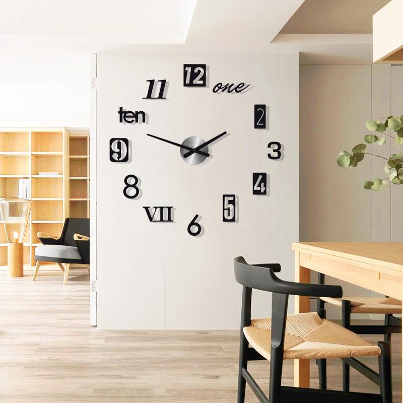 European Diy Creative Clock Simple Wall Clock Wall Punch-Free Living Room Home Bedroom Wall Sticker Silent Clock