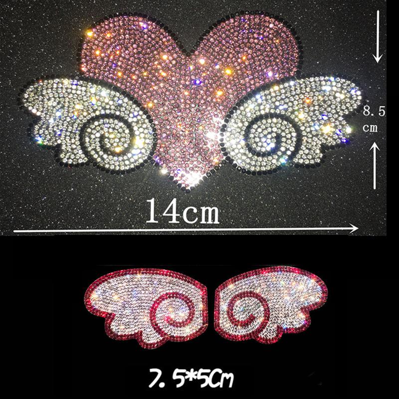 Bling Diamant Liebesflügel Autoaufkleber für Heckscheibenabdeckung Kratzer auf Auto Stoßstange Karosserie Kühlschrank Helm Blüten Aufkleber