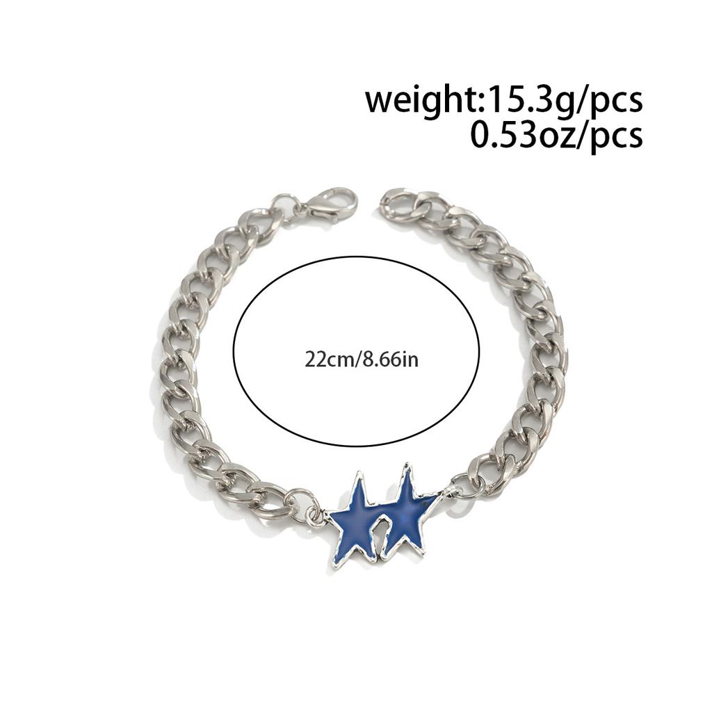 Bracelet Cubain Étoile à Cinq Branches Colorée Hip Hop Acier Inoxydable Punk Bijoux Tendance pour Hommes Tenue Décontractée
