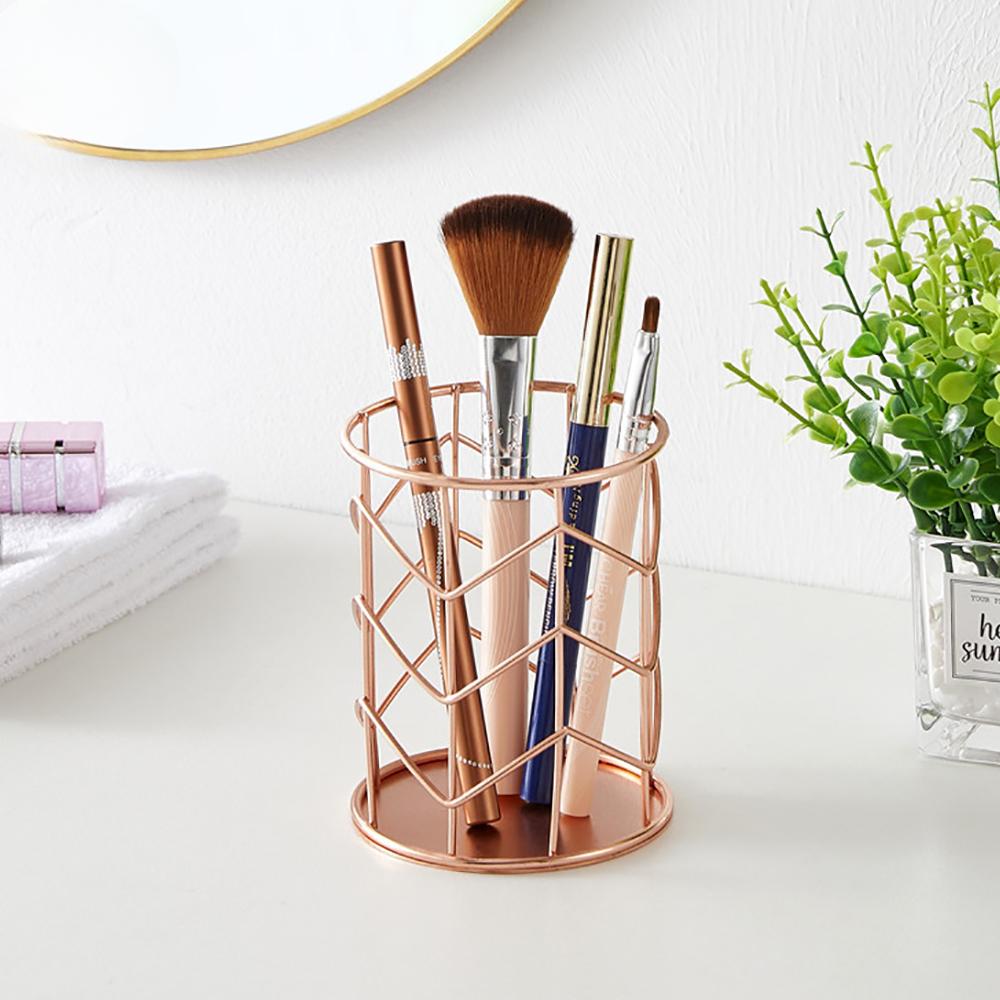 Cosmetics Makeup Brushes Storage Box Cylindrical Case Storage Lipstick Brush Pen Holder Organizer Wrought Iron Pen Storage