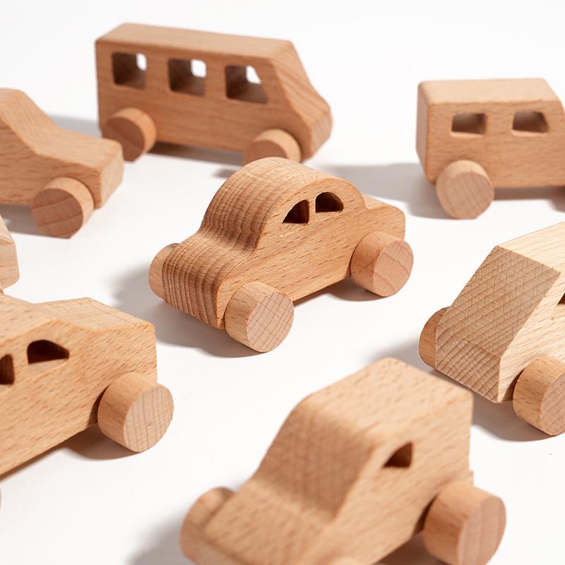 8 Stück Kleine Holzautos, Greifübungsspielzeug, Geschenk für Kinder