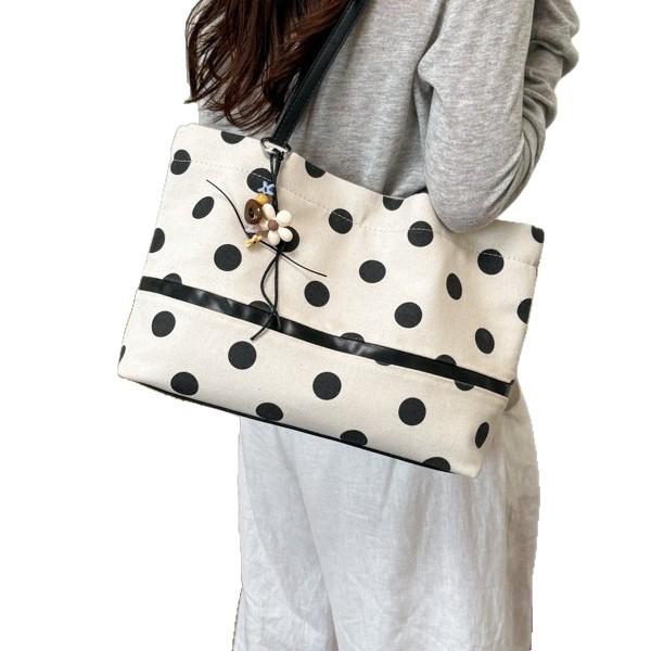 Nova Bolsa de Ombro Casual com Bolinhas Bolsa Mensageiro para o Trabalho Bolsa Almofada Bolsa de Lona Baguete Feminina