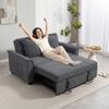 Futon Sleeper Sofa, Adjustable Backrest, 2-Seater with 2 Cushions, Dark Grey