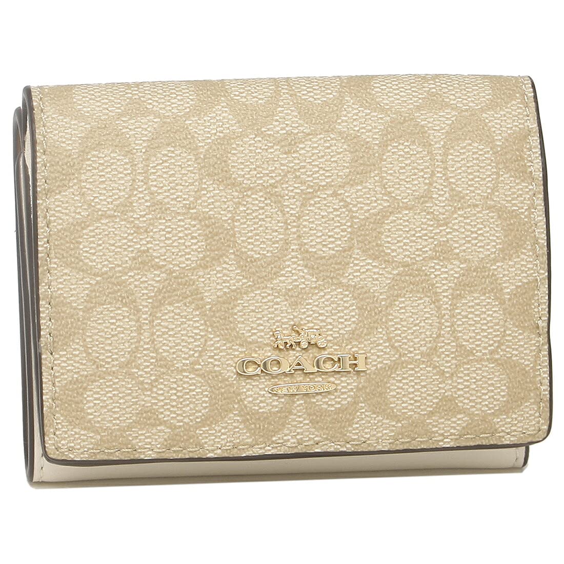 Кошелек Coach Outlet, тройного сложения, с Signature, светло-бежевый, женский, 91806 IMDQC [Б/У]