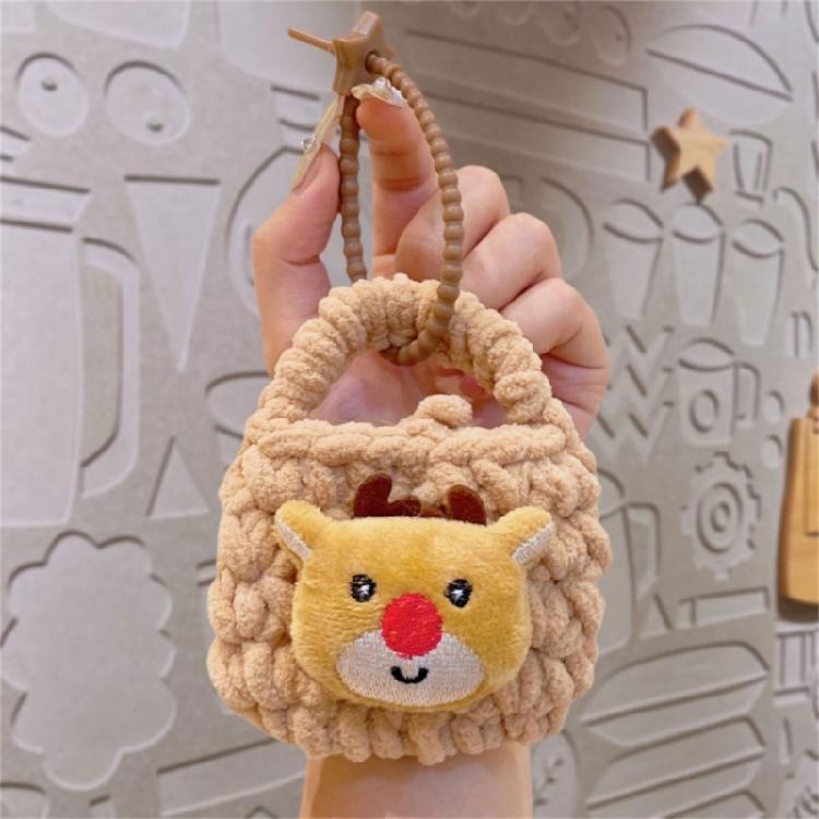 Christmas Plush Keychain Wallet Space Knit Earphone Bag Pendant Practical Holiday Accessory