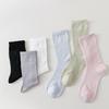 Mid-calf Socks for Women In Summer, Solid Color, Versatile, Breathable, Mesh, Pile Socks, Boneless, Sewn, Bow, Women's Net Socks