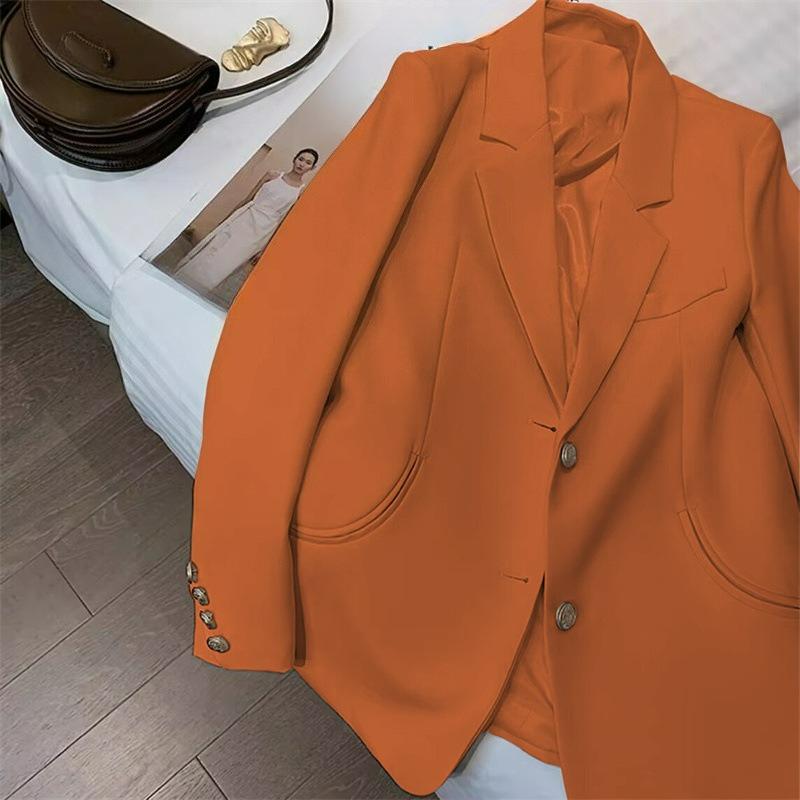 Spring and Summer Coffee Color Suit Jacket Female Temperament Loose Casual Shoulder Small Suit Commuter
