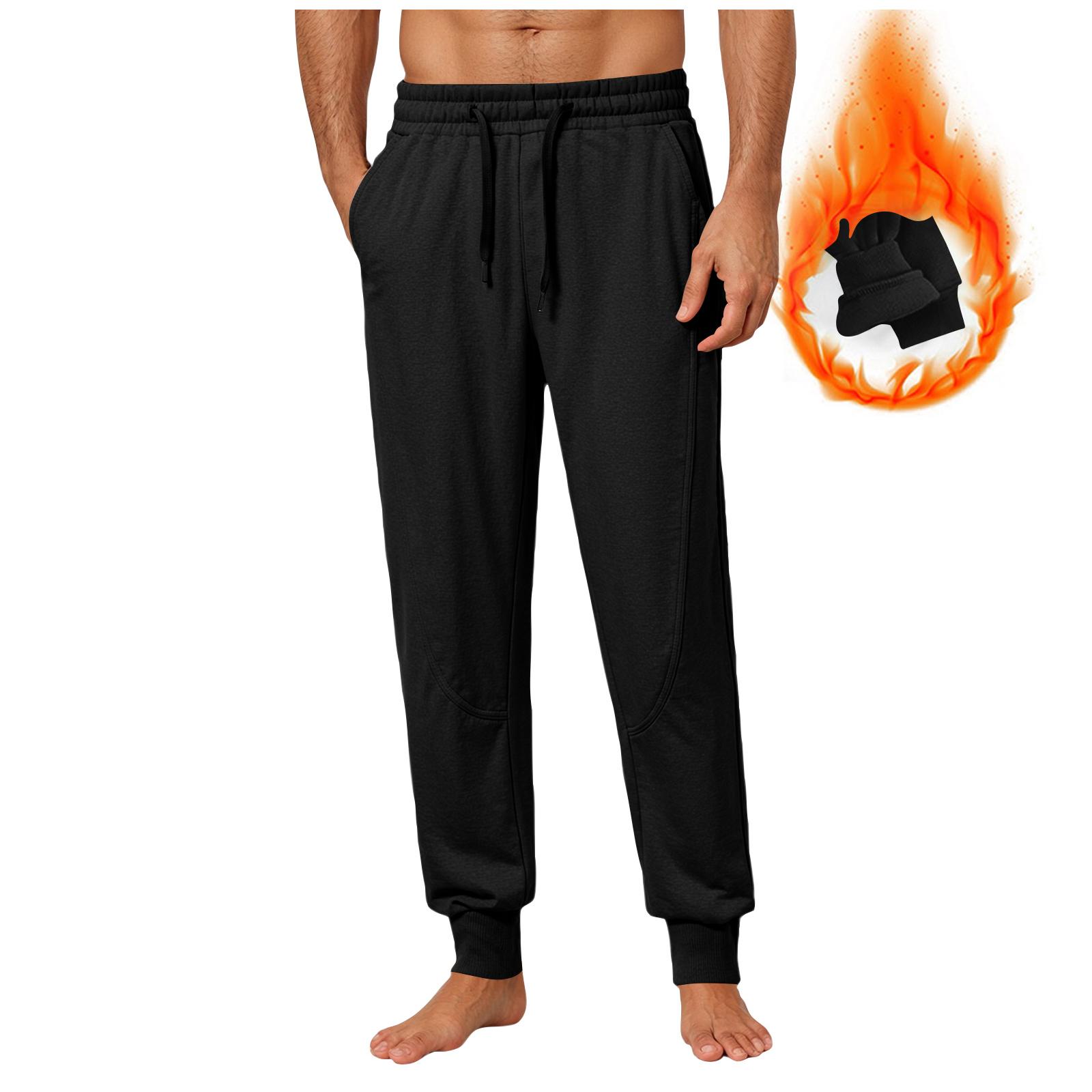 

Men s Color Drawstring Sweatpants Loose Cotton Cuff Waist -lined Casual Pants M чорний