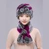 New Rex Rabbit Hair Hat Women's Winter Outdoor Scarf Set Warm Ear Protection Middle-aged and Elderly Fur Fashion