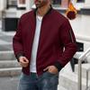 Winter New Men's Waffle Solid Color Cardigan Pocket Zipper Thickened Stand Coats Collar Jacket