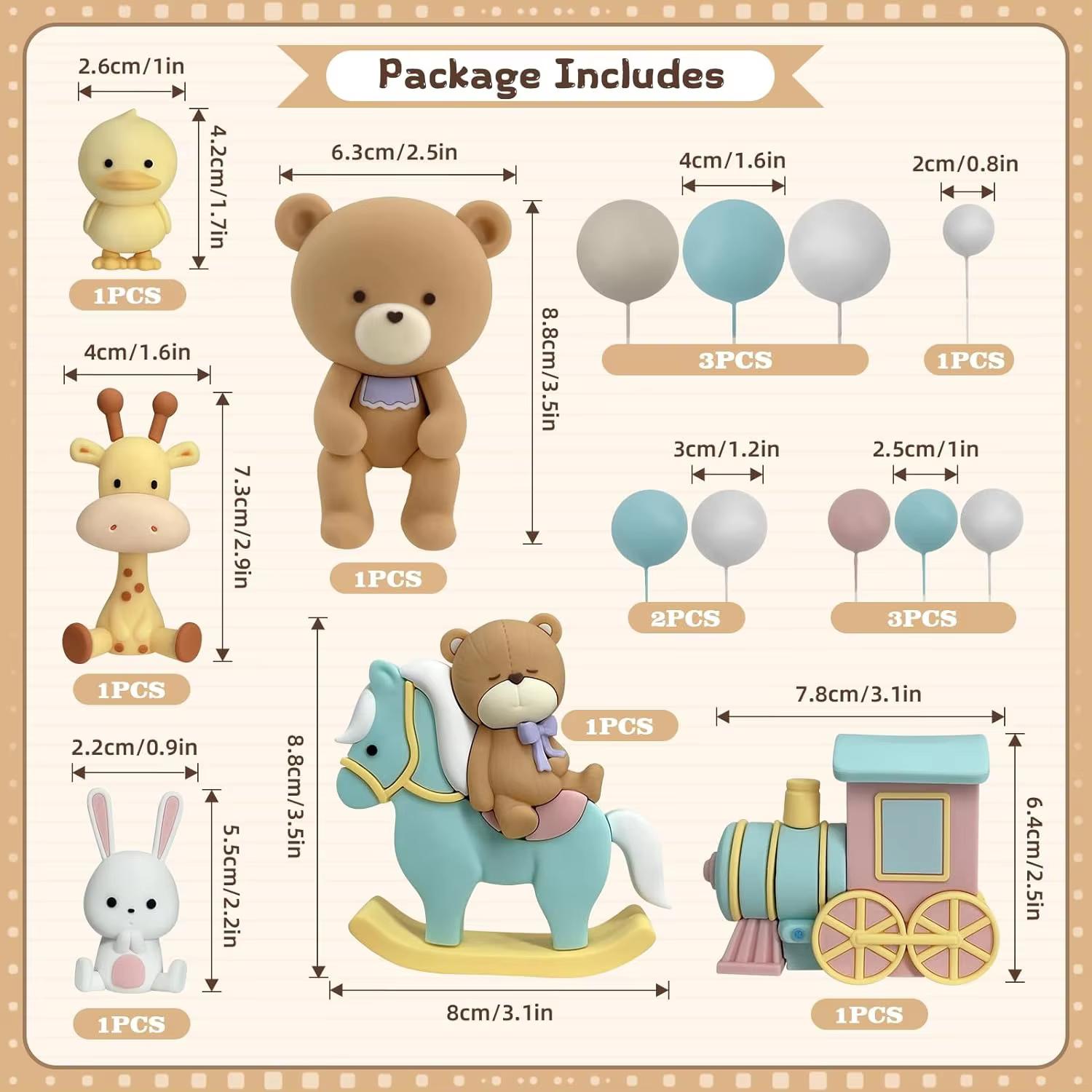 

15 шт. милый мини-фигурка животного медведь для украшения торта фигурки медведей с поездом сделай сам для вечеринки в честь рождения ребенка принадлежности для вечеринки по случаю дня рождения