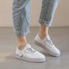 Flat white shoes women's spring and summer leather soft sole comfortable breathable casual dissolving shoes lightweight student board shoes