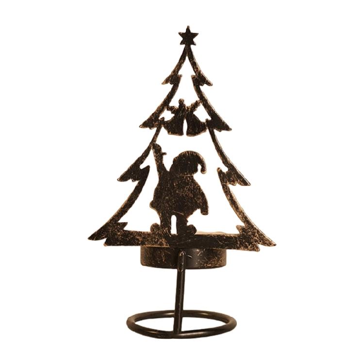 Nostalgischer Weihnachts-Kerzenhalter, Feine Details in Eisen-Kerzenständer für Wärme und Feier Wohnzimmer-Dekorationen