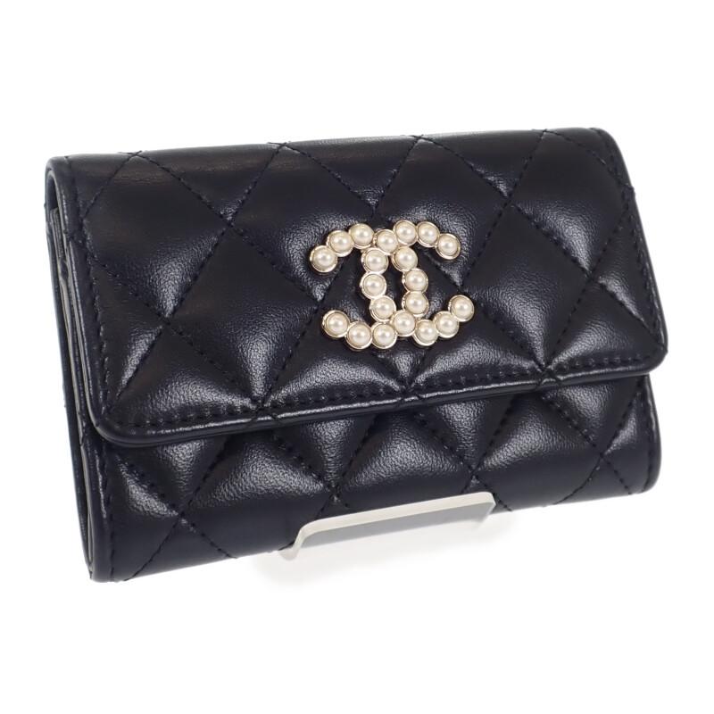 Chanel AP3813_B15723_94305 Card Case Black Lambskin Women