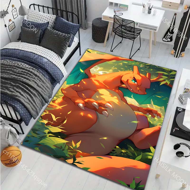 1PC Classic Japanese Charizard Pattern Cartoon Carpets Living Room Bedroom Bedside Floor Mat Area Rug Home Decor Gifts Potdemiel