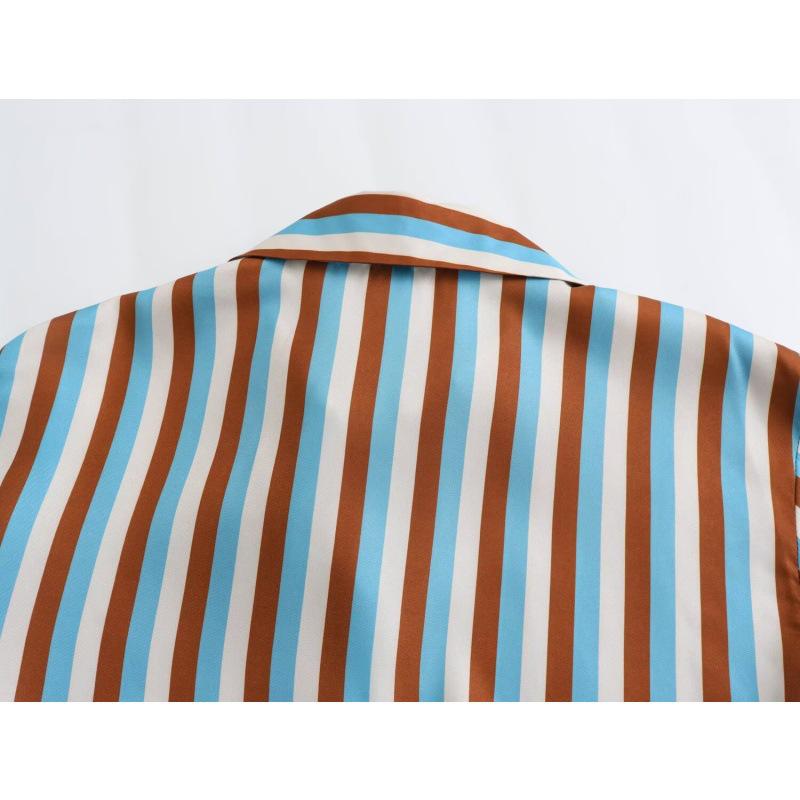 2025 Spring Women's European and American Style Satin Long-Sleeved Fashion Shirt