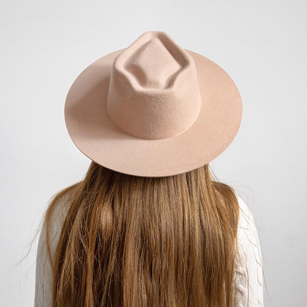 European and American new fashion casual arrow top wide brim wool jazz hat retro felt hat