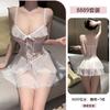 Original Sexy Pure Desire Style Lace Seductive Halter Nightgown Women's Romantic Underwear See-through Uniform Pajamas 8889