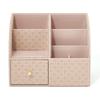 Francfranc Embossed Desk Organizer, Large, Pink, Drawer-Style Storage Box for Stationery and Small Items
