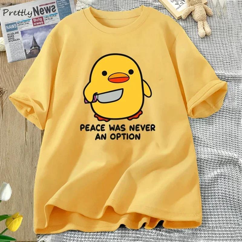 Peace Was Never an Option Cute T-shirt with aniUnisexs Funny T-shirts with Goose Graphics