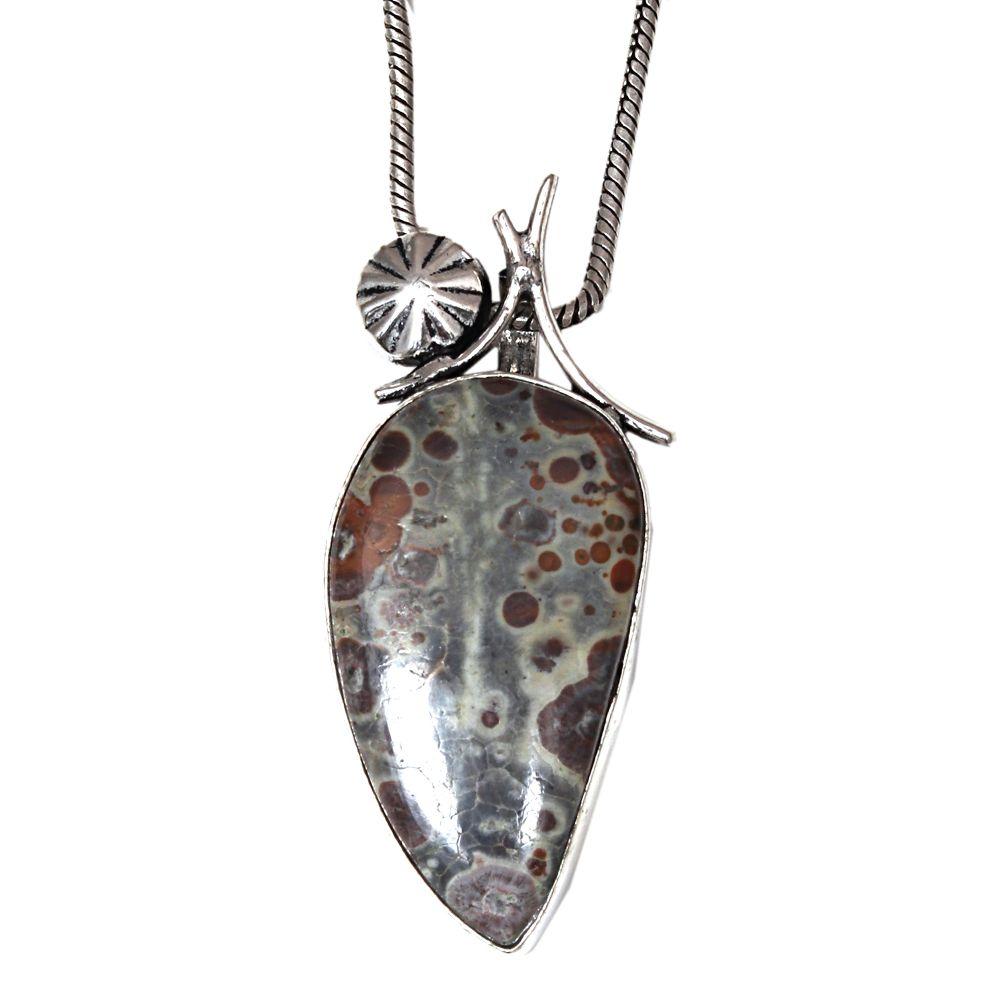 

Necklace Leopard Skin Jasper Gemstone Handmade Silver Jewelry 1.75